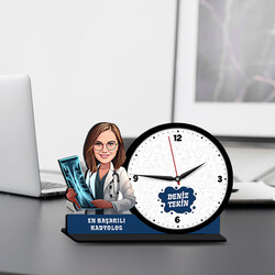  - Kadın Radyolog Karikatürlü MDF Masa Saati