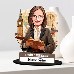  - Kadın Tarih Öğretmeni Karikatürlü Biblo