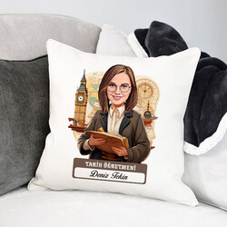  - Kadın Tarih Öğretmeni Karikatürlü Yastık