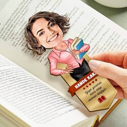 Kadına Hediye Karikatürlü Kitap Okuma Ayracı - Thumbnail