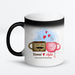 Kahve Aşkı Romantik Kupa Bardak - Thumbnail