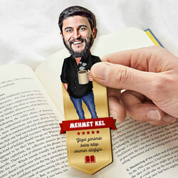 Kahve Keyfi Karikatürlü Kitap Ayracı - Thumbnail