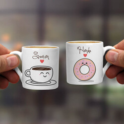 Kahve ve Donut İkili Kahve Fincanı - Thumbnail