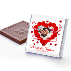 Kalp ve Gül Motifli Sevgili Çikolataları - Thumbnail