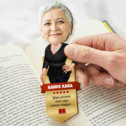 Karikatürlü Bakımlı Kadın Kitap Okuma Ayracı - Thumbnail
