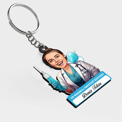  - Karikatürlü - Bayan Anestezi Doktoru İsimli Anahtarlık