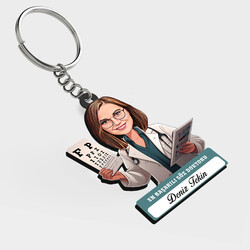  - Karikatürlü - Bayan Göz Doktoru İsimli Anahtarlık