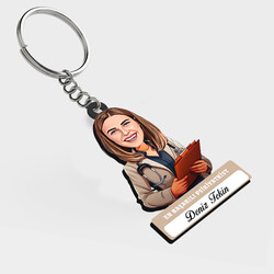  - Karikatürlü - Bayan Psikiyatrist İsimli Anahtarlık