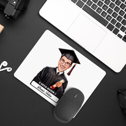  - Karikatürlü Diplomalı Erkek Üniversiteli Öğrenci Mousepad