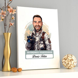Karikatürlü En Başarılı Erkek Kameraman Kanvas Tablo - Thumbnail