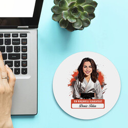 Karikatürlü En Başarılı Kadın Karateci Mousepad - Thumbnail