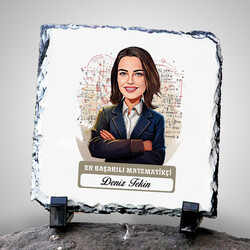  - Karikatürlü En Başarılı Kadın Matematikçi Dekoratif Taş
