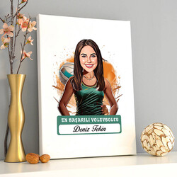 Karikatürlü En Başarılı Kadın Voleybolcu Kanvas Tablo - Thumbnail