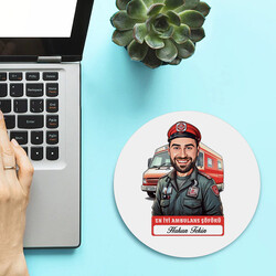 Karikatürlü En İyi Erkek Ambulans Şoförü Mousepad - Thumbnail