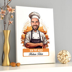 Karikatürlü En İyi Erkek Aşçı Kanvas Tablo - Thumbnail