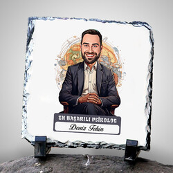  - Karikatürlü En İyi Erkek Psikolog Dekoratif Taş