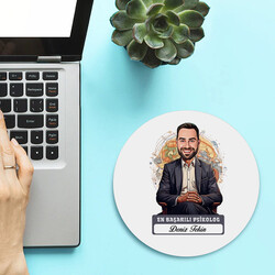 Karikatürlü En İyi Erkek Psikolog Mousepad - Thumbnail