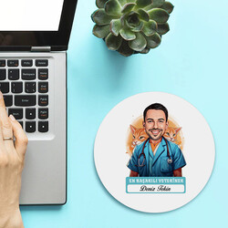 Karikatürlü En İyi Erkek Veteriner Mousepad - Thumbnail