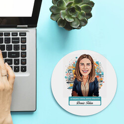 Karikatürlü En İyi Kadın Sosyal Medya Yöneticisi Mousepad - Thumbnail