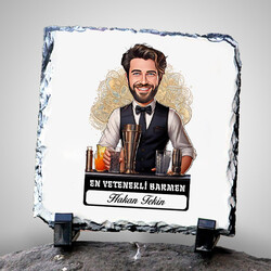  - Karikatürlü En Yakışıklı Barmen Dekoratif Taş