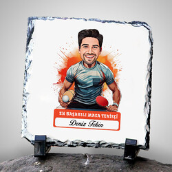  - Karikatürlü En Yakışıklı Masa Tenisçisi Dekoratif Taş