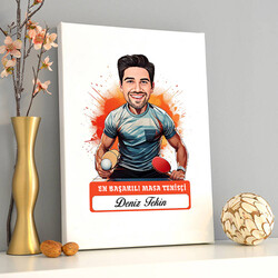 Karikatürlü En Yakışıklı Masa Tenisçisi Kanvas Tablo - Thumbnail