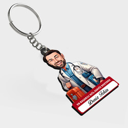  - Karikatürlü - Erkek Acil Servis Doktoru İsimli Anahtarlık