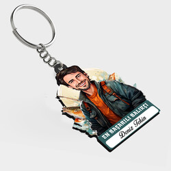  - Karikatürlü - Erkek Balıkçı İsimli Anahtarlık