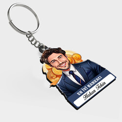  - Karikatürlü - Erkek Bankacı İsimli Anahtarlık