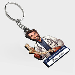  - Karikatürlü - Erkek Başarılı Ortopedi Doktoru Anahtarlık