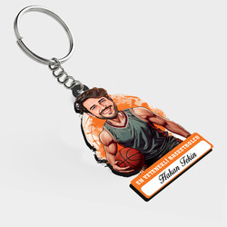  - Karikatürlü - Erkek Basketbolcu İsimli Anahtarlık
