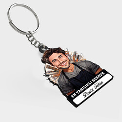  - Karikatürlü - Erkek Berber İsimli Anahtarlık