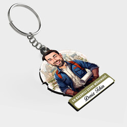  - Karikatürlü - Erkek Çevre Mühendisi İsimli Anahtarlık