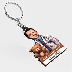  - Karikatürlü - Erkek Çocuk Doktoru İsimli Anahtarlık