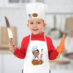 Karikatürlü Erkek Çocuk Şapkalı Mutfak Önlüğü - Thumbnail