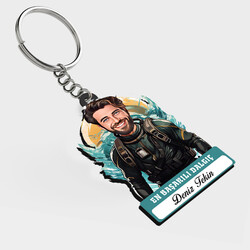  - Karikatürlü - Erkek Dalgıç İsimli Anahtarlık