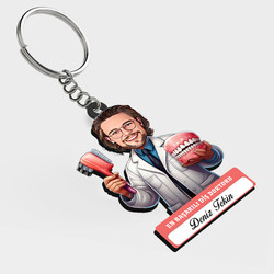  - Karikatürlü - Erkek Diş Doktoru İsimli Anahtarlık