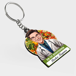  - Karikatürlü - Erkek Diyetisyen İsimli Anahtarlık