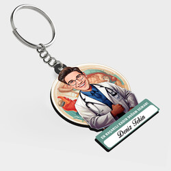  - Karikatürlü - Erkek Doğum Uzmanı İsimli Anahtarlık