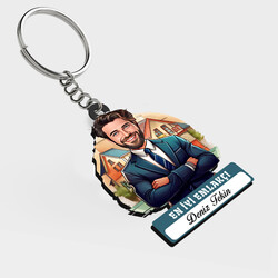  - Karikatürlü - Erkek Emlakçı İsimli Anahtarlık