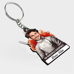  - Karikatürlü - Erkek Eskrimci İsimli Anahtarlık