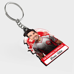  - Karikatürlü - Erkek Futbolcu İsimli Anahtarlık