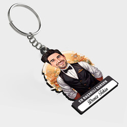  - Karikatürlü - Erkek Garson İsimli Anahtarlık