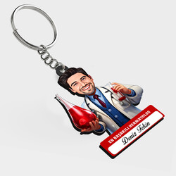  - Karikatürlü - Erkek Hermatolog İsimli Anahtarlık