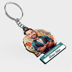  - Karikatürlü - Erkek İç Mimar İsimli Anahtarlık