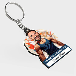  - Karikatürlü - Erkek Jimnastikçi İsimli Anahtarlık