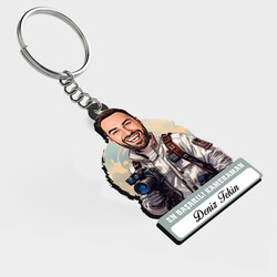  - Karikatürlü - Erkek Kameraman İsimli Anahtarlık