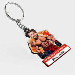  - Karikatürlü - Erkek Kick Boksçu İsimli Anahtarlık