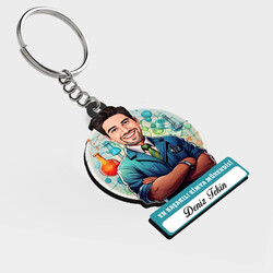  - Karikatürlü - Erkek Kimya Mühendisi İsimli Anahtarlık