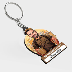  - Karikatürlü - Erkek Kurye İsimli Anahtarlık